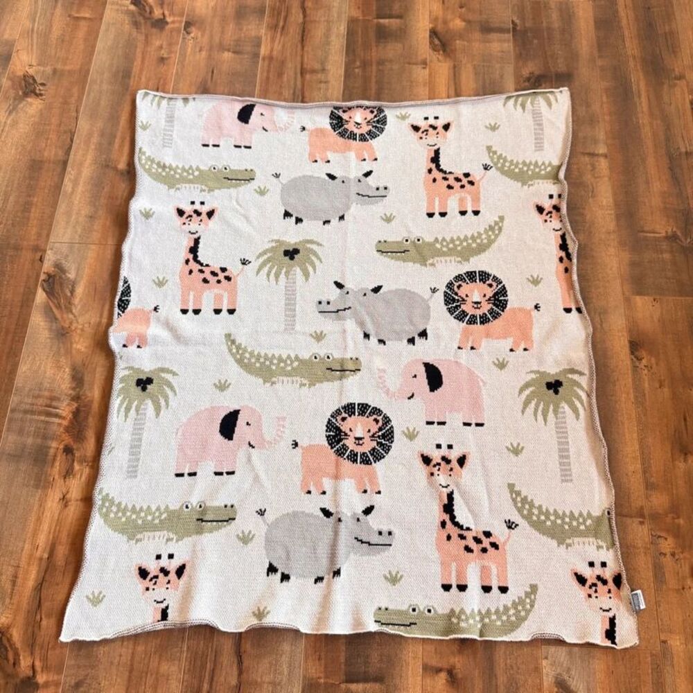 Baby Blanket Animal Jungle Safari Di Lusso Living Cotton 33”x36” Elephant Lion